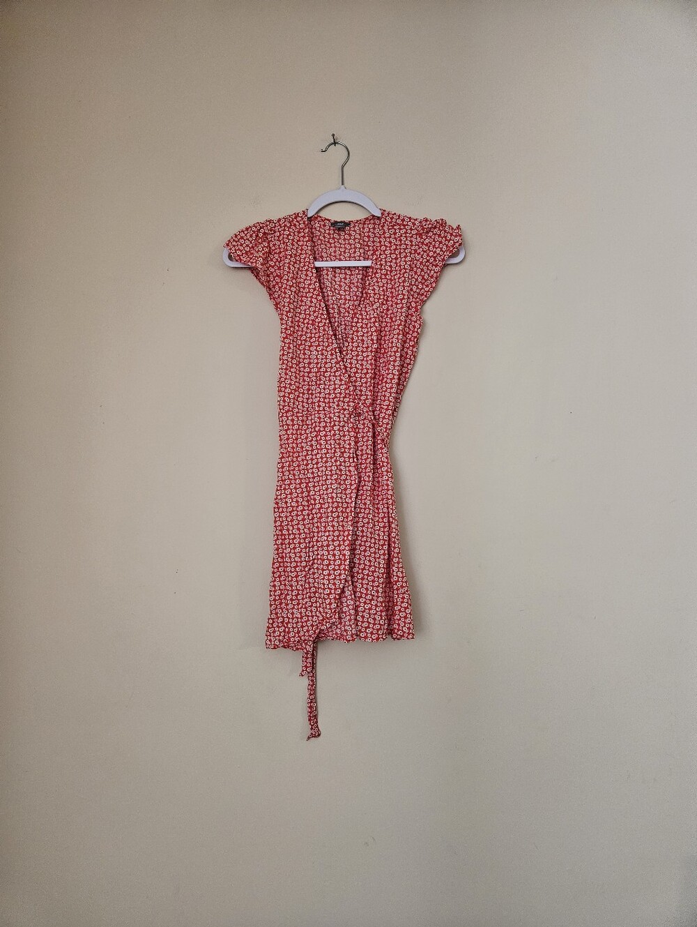 Aerie Red Floral Wrap Mini Dress, Size XS